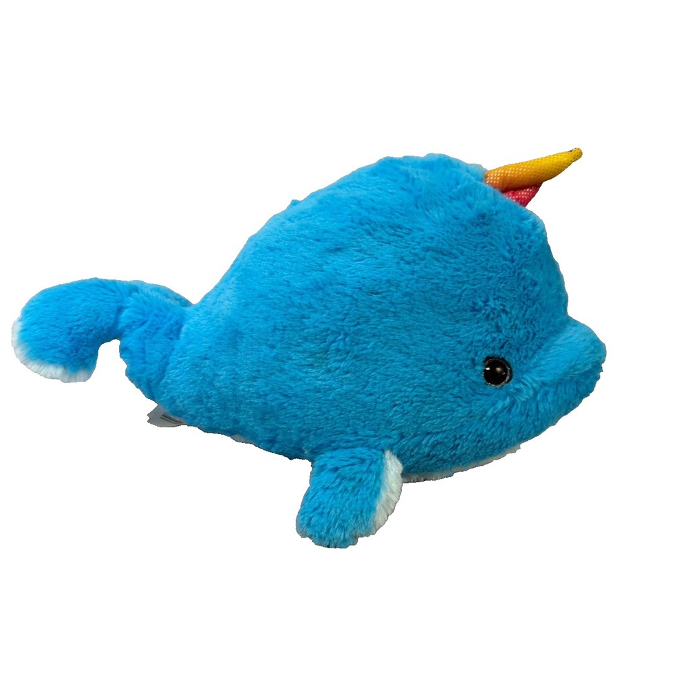 Kellytoy Blue Narwhal Plush‎ Stuffed Animal Rainbow Horn Q042 2017 10-Inch